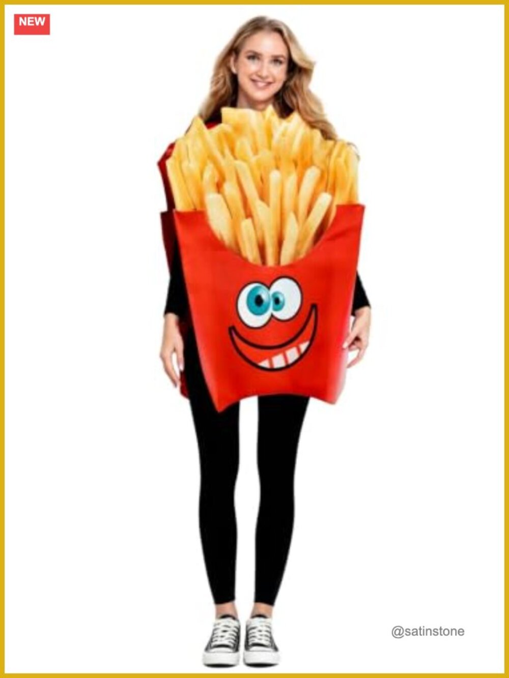 Adult French Fries Costume Funny Food Themed Outfit for Halloween Cosplay Party